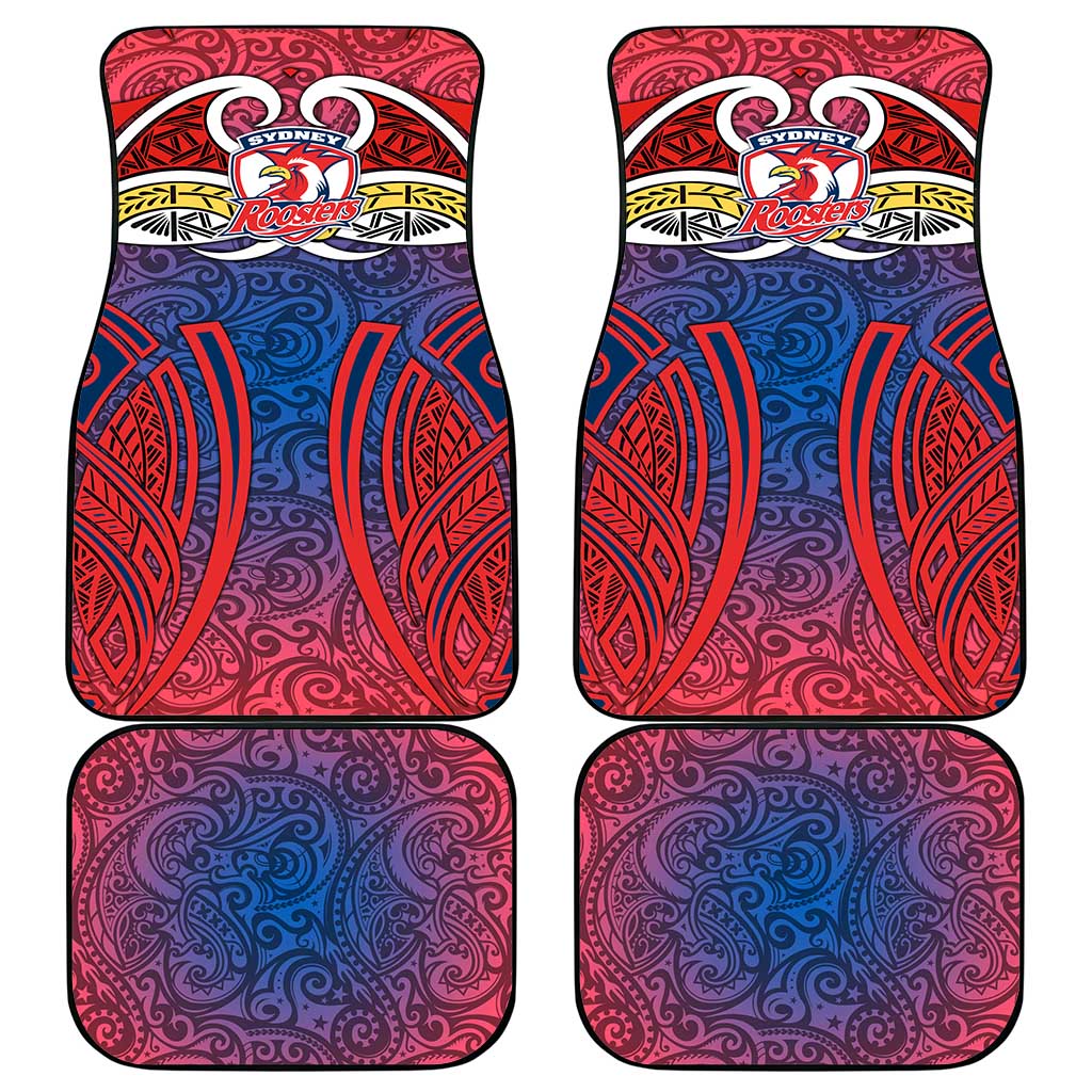 Sydney Roosters Rugby Car Mats Polynesian Tribal Rooster Warrior Red Blue Pattern