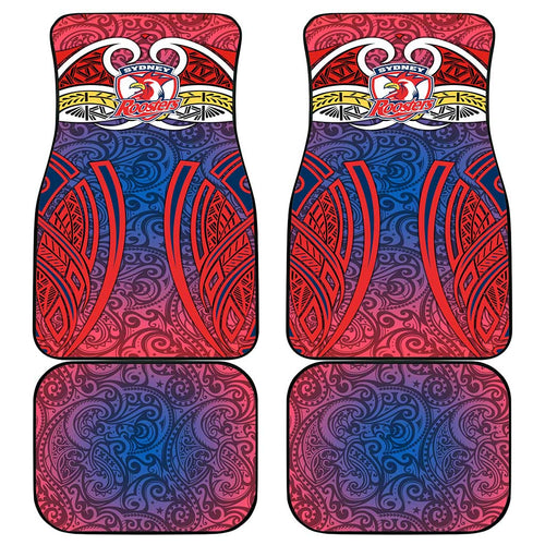 Sydney Roosters Rugby Car Mats Polynesian Tribal Rooster Warrior Red Blue Pattern