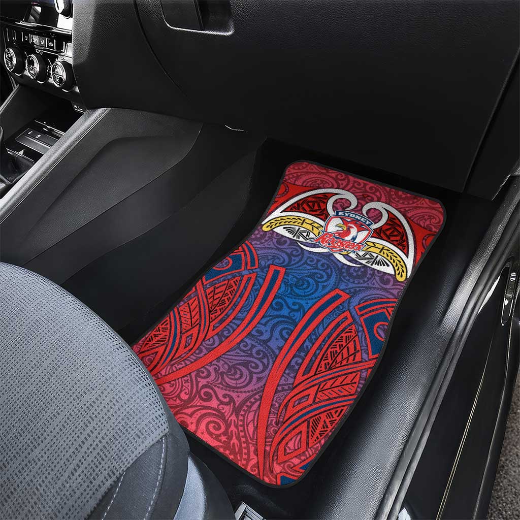 Sydney Roosters Rugby Car Mats Polynesian Tribal Rooster Warrior Red Blue Pattern