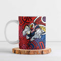 Sydney Roosters Rugby Ceramic Mug Polynesian Tribal Rooster Warrior Red Blue Pattern