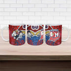 Sydney Roosters Rugby Ceramic Mug Polynesian Tribal Rooster Warrior Red Blue Pattern