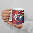 Sydney Roosters Rugby Ceramic Mug Polynesian Tribal Rooster Warrior Red Blue Pattern