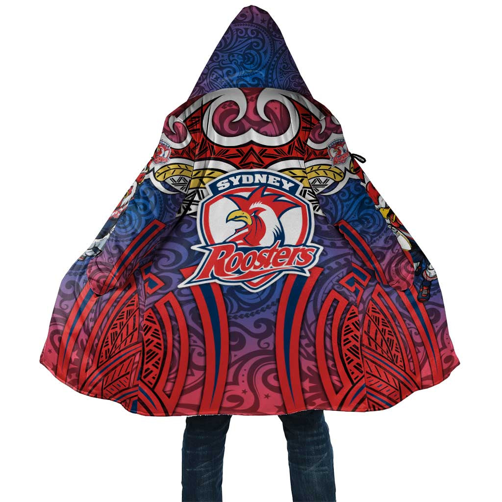 Sydney Roosters Rugby Cloak Polynesian Tribal Rooster Warrior Red Blue Pattern