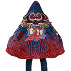 Sydney Roosters Rugby Cloak Polynesian Tribal Rooster Warrior Red Blue Pattern
