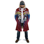 Sydney Roosters Rugby Cloak Polynesian Tribal Rooster Warrior Red Blue Pattern