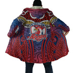 Sydney Roosters Rugby Cloak Polynesian Tribal Rooster Warrior Red Blue Pattern