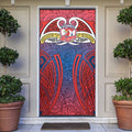 Sydney Roosters Rugby Door Cover Polynesian Tribal Rooster Warrior Red Blue Pattern