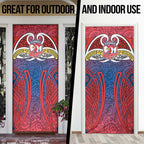 Sydney Roosters Rugby Door Cover Polynesian Tribal Rooster Warrior Red Blue Pattern