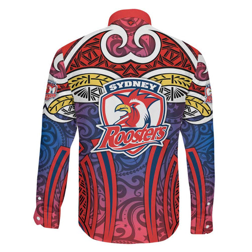Sydney Roosters Rugby Family Matching Mermaid Dress and Hawaiian Shirt Polynesian Tribal Rooster Warrior Red Blue Pattern