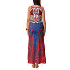 Sydney Roosters Rugby Family Matching Tank Maxi Dress and Hawaiian Shirt Polynesian Tribal Rooster Warrior Red Blue Pattern