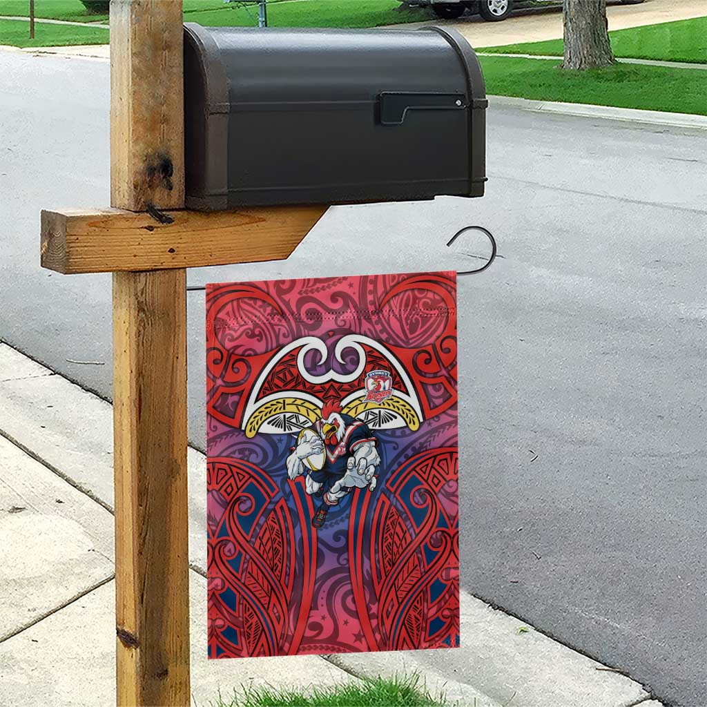 Sydney Roosters Rugby Garden Flag Polynesian Tribal Rooster Warrior Red Blue Pattern