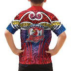 Sydney Roosters Rugby Hawaiian Shirt Polynesian Tribal Rooster Warrior Red Blue Pattern
