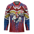 Sydney Roosters Rugby Hockey Jersey Polynesian Tribal Rooster Warrior Red Blue Pattern