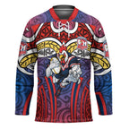 Sydney Roosters Rugby Hockey Jersey Polynesian Tribal Rooster Warrior Red Blue Pattern