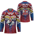 Sydney Roosters Rugby Hockey Jersey Polynesian Tribal Rooster Warrior Red Blue Pattern