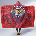 Sydney Roosters Rugby Hooded Blanket Polynesian Tribal Rooster Warrior Red Blue Pattern