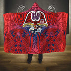 Sydney Roosters Rugby Hooded Blanket Polynesian Tribal Rooster Warrior Red Blue Pattern
