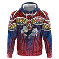 Sydney Roosters Rugby Hoodie Polynesian Tribal Rooster Warrior Red Blue Pattern