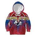 Sydney Roosters Rugby Kid Hoodie Polynesian Tribal Rooster Warrior Red Blue Pattern