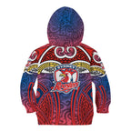 Sydney Roosters Rugby Kid Hoodie Polynesian Tribal Rooster Warrior Red Blue Pattern