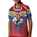 Sydney Roosters Rugby Kid Polo Shirt Polynesian Tribal Rooster Warrior Red Blue Pattern