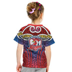 Sydney Roosters Rugby Kid T Shirt Polynesian Tribal Rooster Warrior Red Blue Pattern