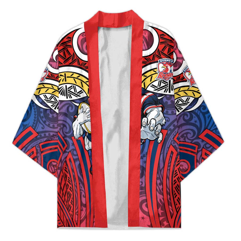 Sydney Roosters Rugby Kimono Polynesian Tribal Rooster Warrior Red Blue Pattern