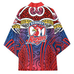 Sydney Roosters Rugby Kimono Polynesian Tribal Rooster Warrior Red Blue Pattern