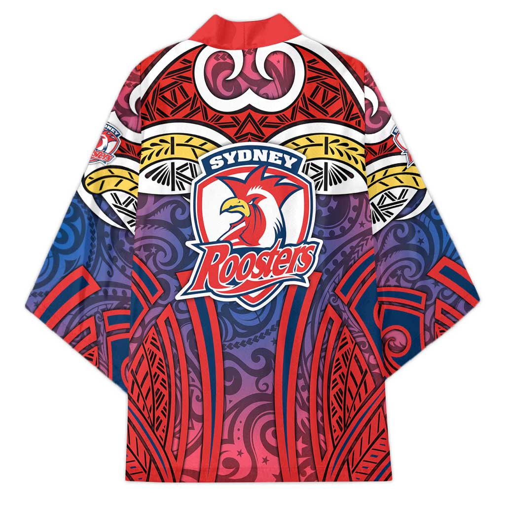 Sydney Roosters Rugby Kimono Polynesian Tribal Rooster Warrior Red Blue Pattern