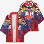Sydney Roosters Rugby Kimono Polynesian Tribal Rooster Warrior Red Blue Pattern