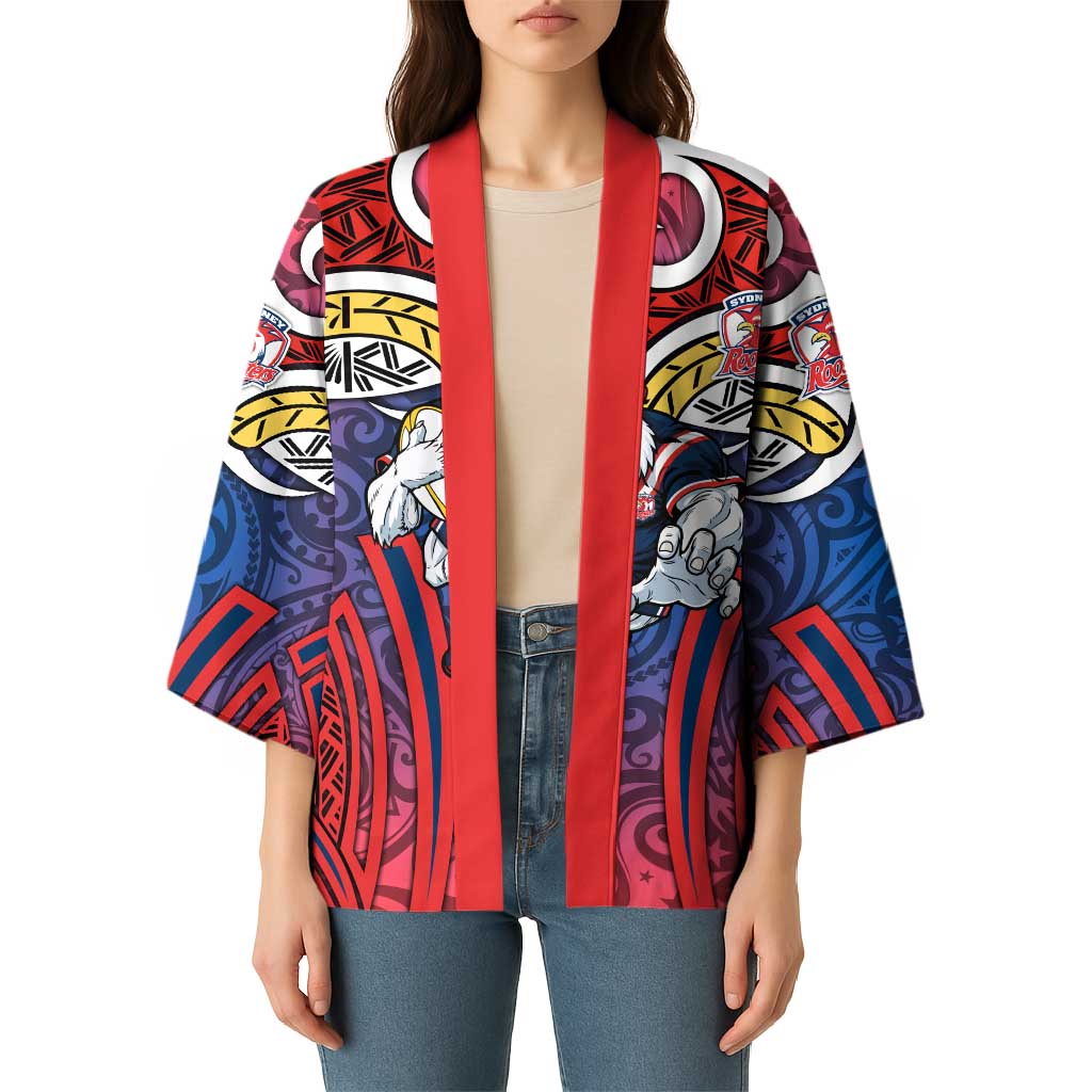 Sydney Roosters Rugby Kimono Polynesian Tribal Rooster Warrior Red Blue Pattern