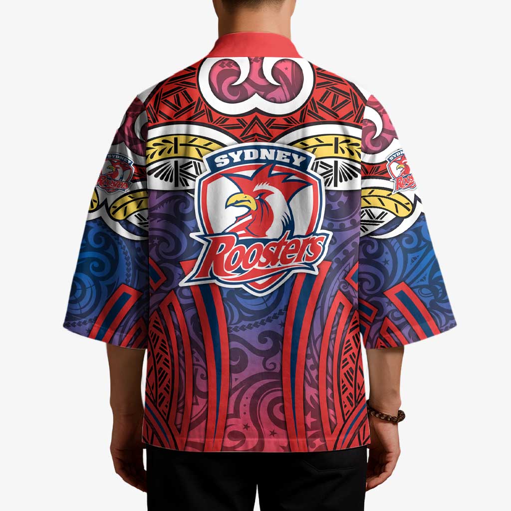 Sydney Roosters Rugby Kimono Polynesian Tribal Rooster Warrior Red Blue Pattern