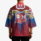 Sydney Roosters Rugby Kimono Polynesian Tribal Rooster Warrior Red Blue Pattern