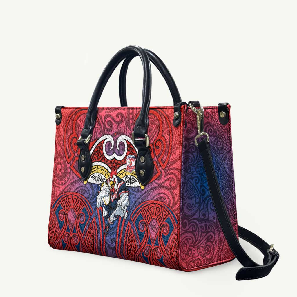 Sydney Roosters Rugby Leather Bag Polynesian Tribal Rooster Warrior Red Blue Pattern