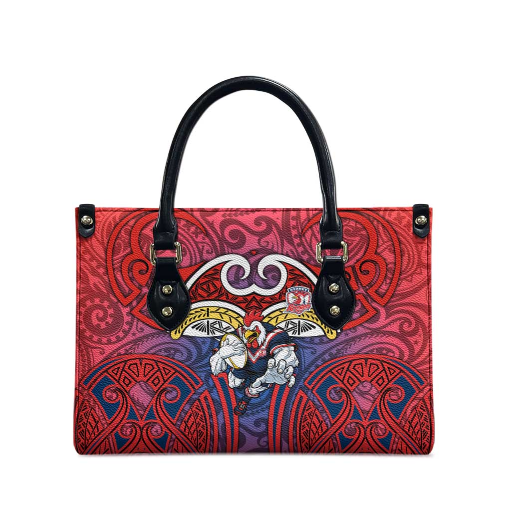 Sydney Roosters Rugby Leather Bag Polynesian Tribal Rooster Warrior Red Blue Pattern