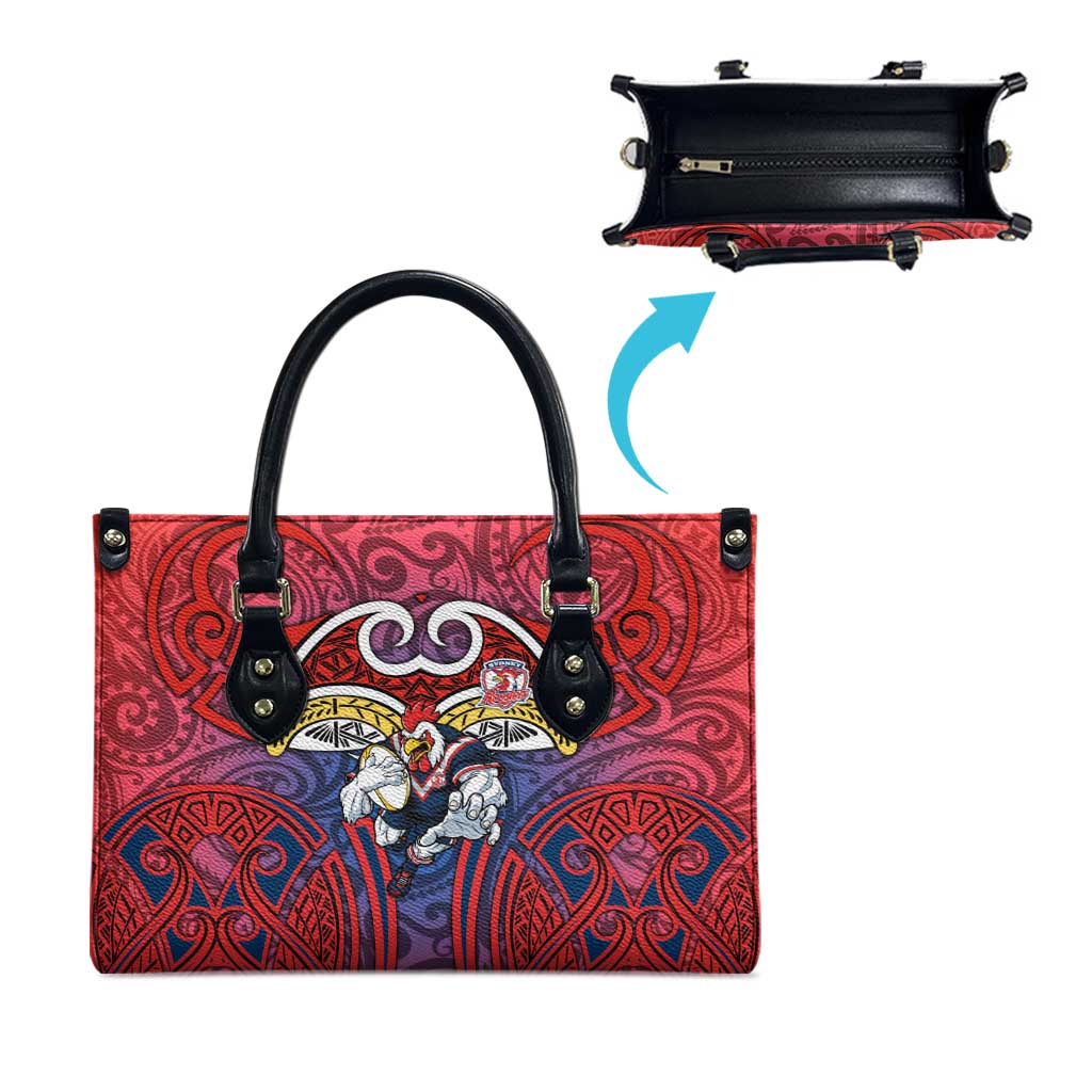 Sydney Roosters Rugby Leather Bag Polynesian Tribal Rooster Warrior Red Blue Pattern
