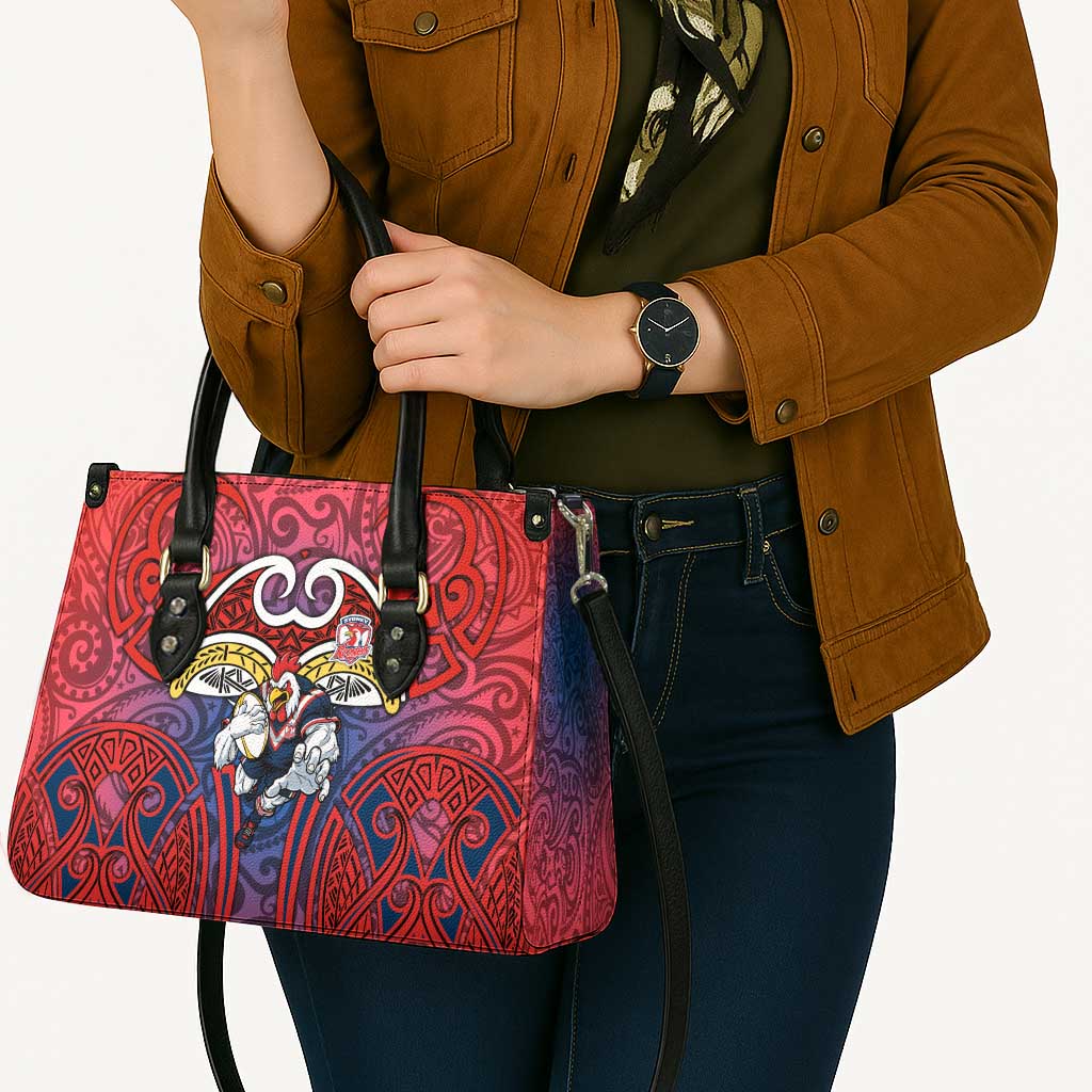 Sydney Roosters Rugby Leather Bag Polynesian Tribal Rooster Warrior Red Blue Pattern
