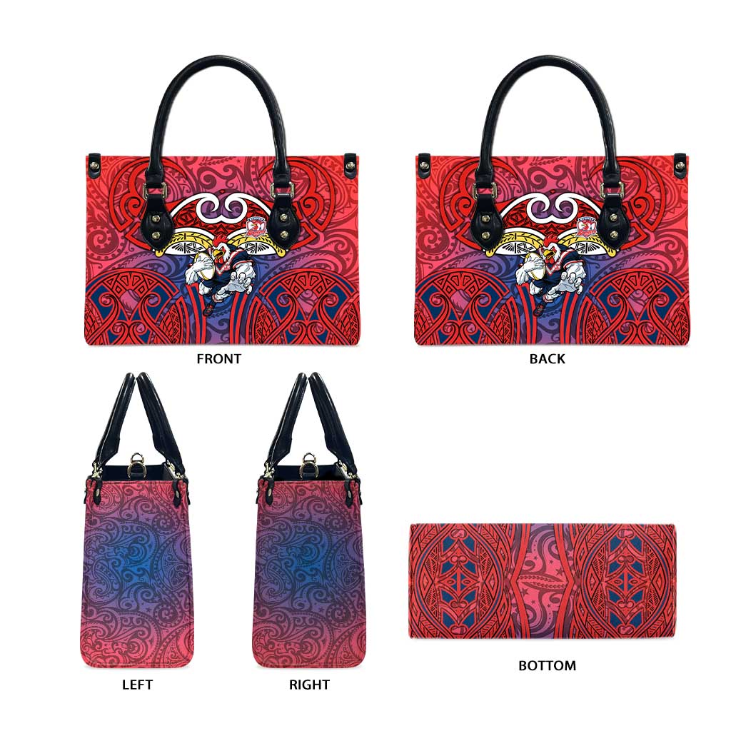 Sydney Roosters Rugby Leather Bag Polynesian Tribal Rooster Warrior Red Blue Pattern
