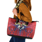 Sydney Roosters Rugby Leather Tote Bag Polynesian Tribal Rooster Warrior Red Blue Pattern