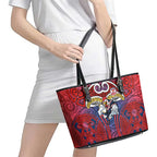 Sydney Roosters Rugby Leather Tote Bag Polynesian Tribal Rooster Warrior Red Blue Pattern