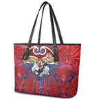 Sydney Roosters Rugby Leather Tote Bag Polynesian Tribal Rooster Warrior Red Blue Pattern