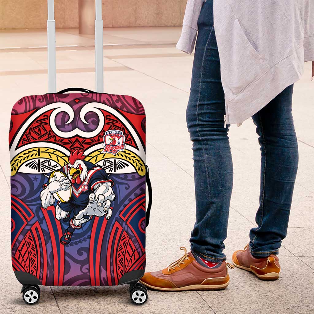 Sydney Roosters Rugby Luggage Cover Polynesian Tribal Rooster Warrior Red Blue Pattern