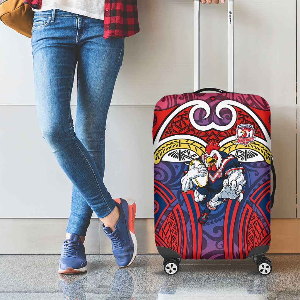 Sydney Roosters Rugby Luggage Cover Polynesian Tribal Rooster Warrior Red Blue Pattern
