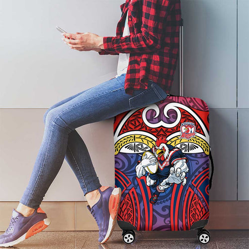 Sydney Roosters Rugby Luggage Cover Polynesian Tribal Rooster Warrior Red Blue Pattern
