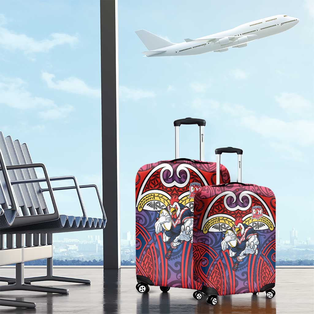 Sydney Roosters Rugby Luggage Cover Polynesian Tribal Rooster Warrior Red Blue Pattern