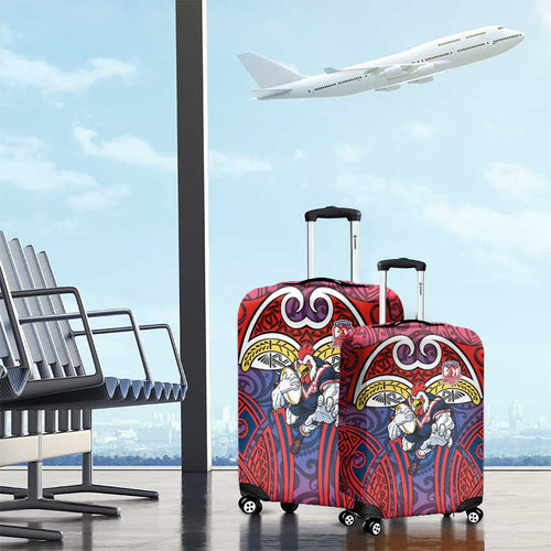 Sydney Roosters Rugby Luggage Cover Polynesian Tribal Rooster Warrior Red Blue Pattern
