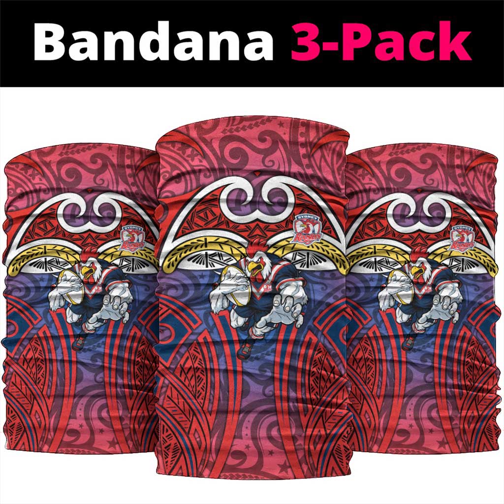 Sydney Roosters Rugby Neck Gaiter Polynesian Tribal Rooster Warrior Red Blue Pattern