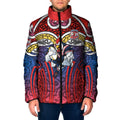 Sydney Roosters Rugby Padded Jacket Polynesian Tribal Rooster Warrior Red Blue Pattern