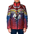 Sydney Roosters Rugby Padded Jacket Polynesian Tribal Rooster Warrior Red Blue Pattern