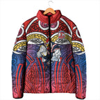 Sydney Roosters Rugby Padded Jacket Polynesian Tribal Rooster Warrior Red Blue Pattern